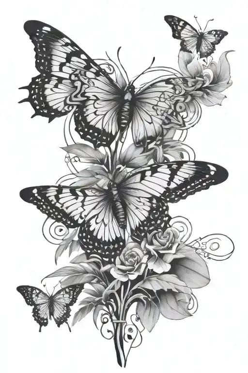 Palm Tree Butterfly Music Notes