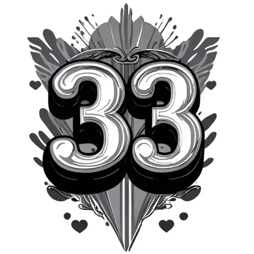 Number 33 With Art Deco Shapes In Background Based On The Video Game Clair Obscur