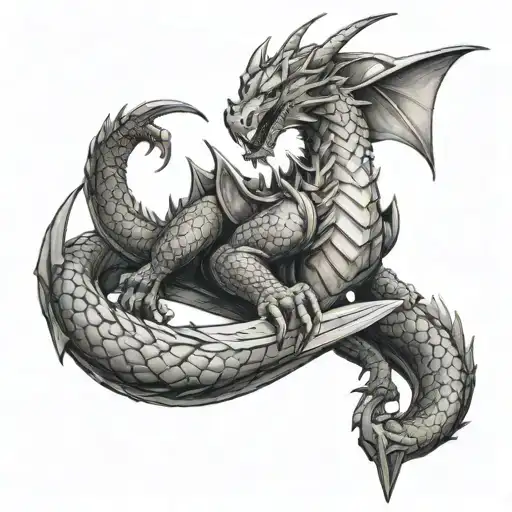 Valkeyre With A Sword And A Dragon