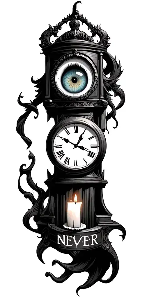 Lew With Warrior Candle Eye Clock With The Inscription Never