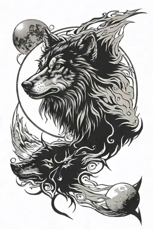 Black Sun Moon Wolf