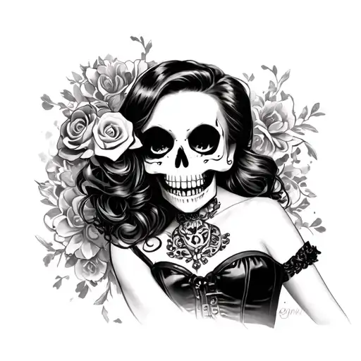 Pin Up Girl Candy Skull Corset With Short Skirt