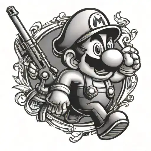 Mario With 47 Rifle
