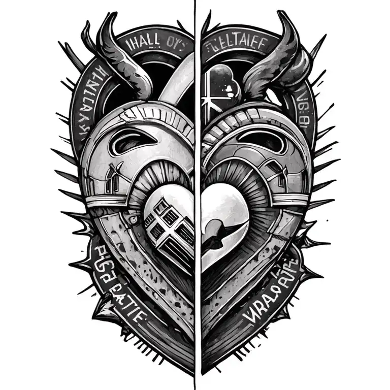 Half Of Galatic Empire Logo And Half Rebel Alliance Logo Combined Into A Heart