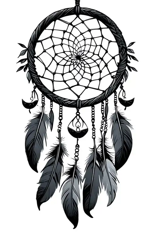 Dreamcatcher Hanging With Feathers Dangling