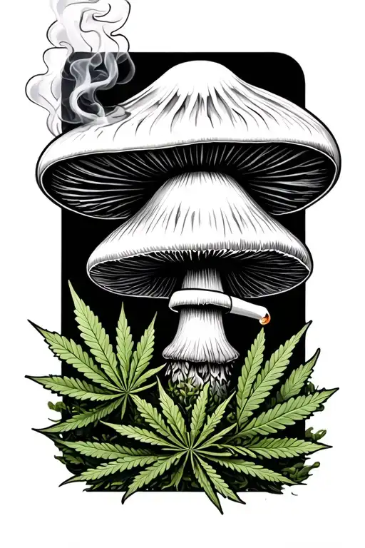 Pot Leaf Smoking Weed Joint Trippy Mushroom