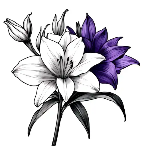 Lily Violet Daffodil Bouquet Tied