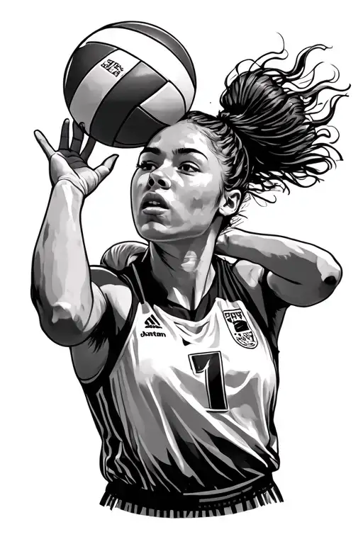 Action Female Volleyball Player Spiking