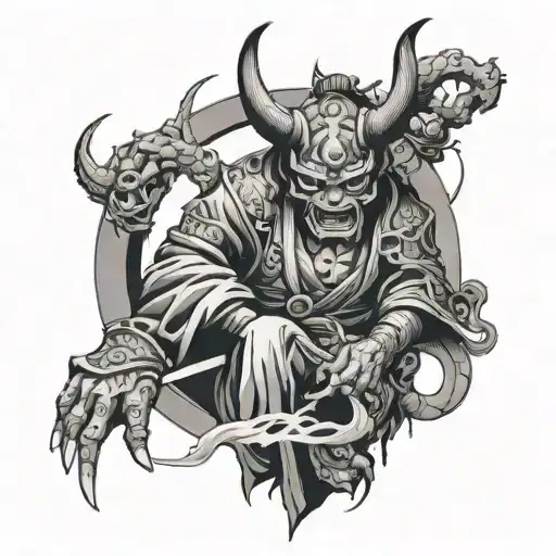 Tori Arch With Samurai Demon