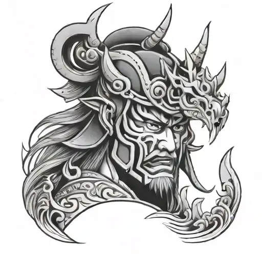 Tori Arch With Samurai Mask