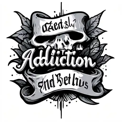 Word Addiction Tattoo Design