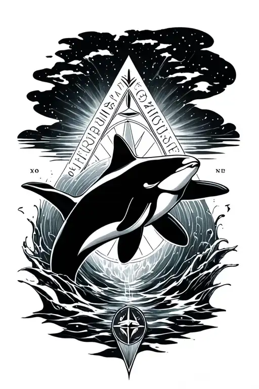 Orca Swimming Illuminati Consisting A Compass