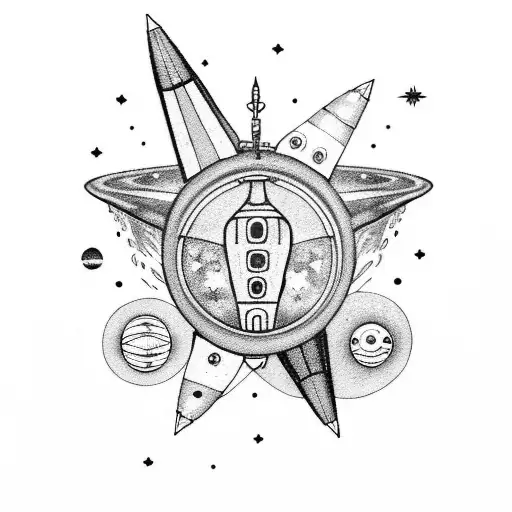 A Sleeve With Space Ship And Star