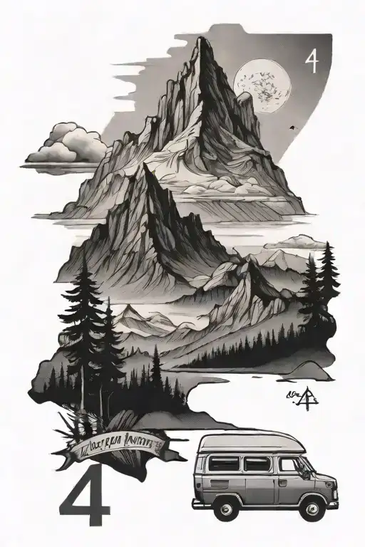 Mountain With Number 4 And Campervan Driving With Date 31St May 2024