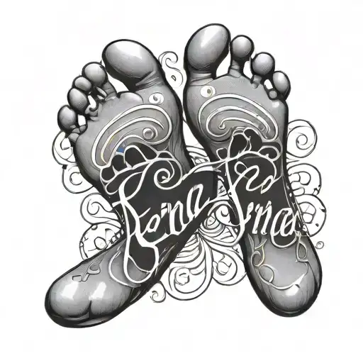 Baby Girl Footprint With The Name 'Reina' And The