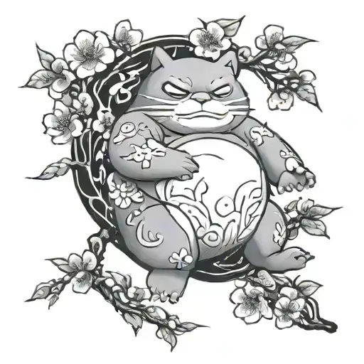 Snorlax Dark Japanese Cherry Blossom