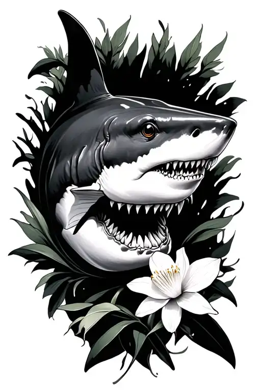 Shark And Narcissus Flower