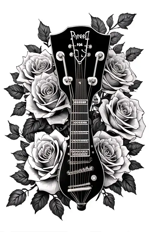 Prs Guitar Neck With Roses In The Background