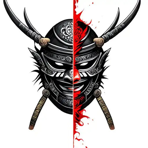 Samurai Mask Split In Half