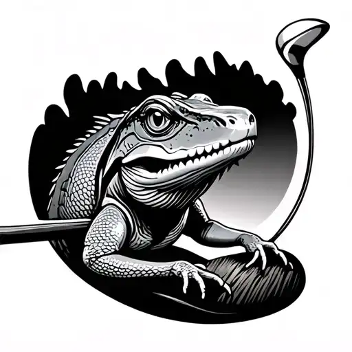Lizard Playing Golf