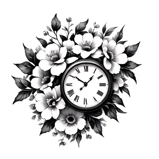 Clock Flowers Blooming