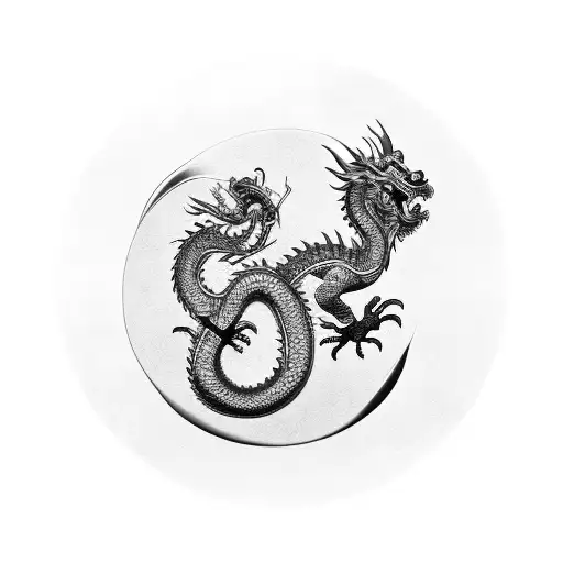 Chinese Dragon With Yin Yang