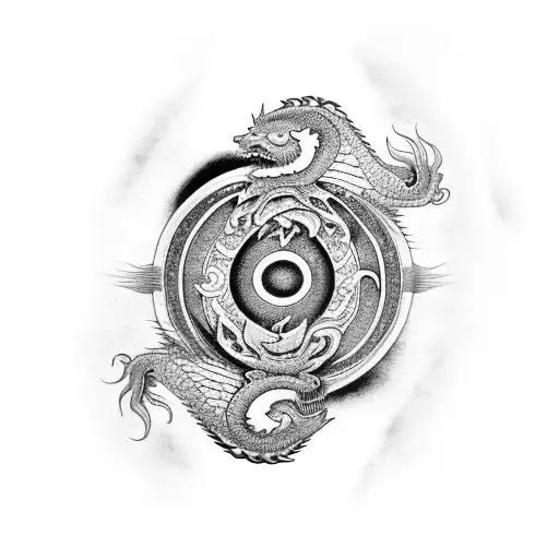 Dragon With Yin Yang Sleeve
