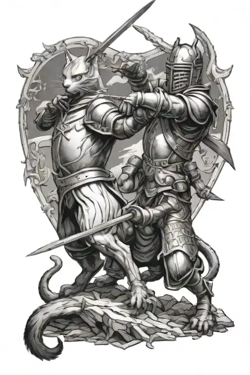 Epic Cat Knights Battle Scene