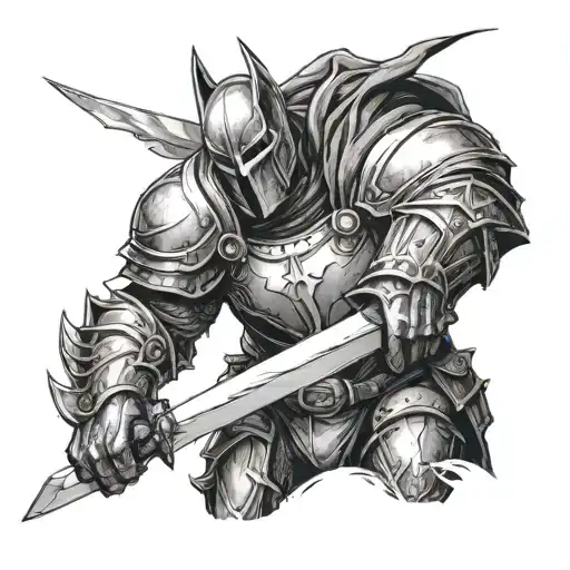 Dark Fantasy Knight With Blade Under Arm Sleeve