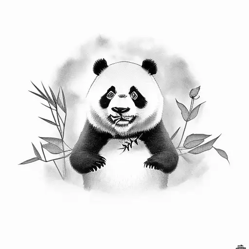 A Panda With A Rose In Its Pupils
