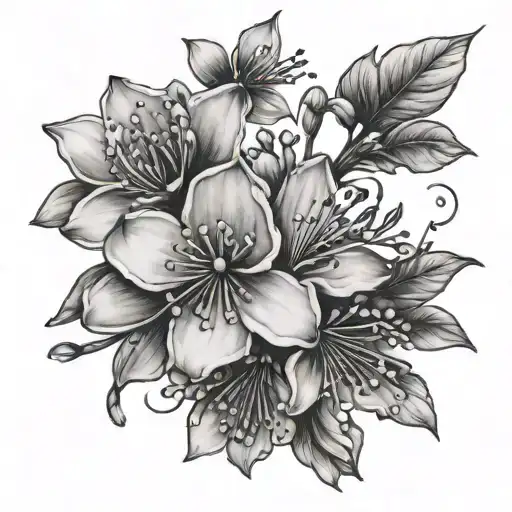 Small Tattoo Back Cherry Blossom Flower Than Small 5 Birds God Quote