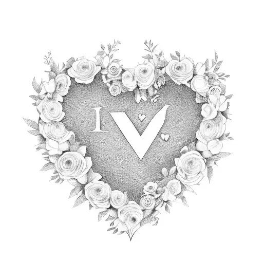 A Heart-shaped Floral Wreath With The Names Of Your Kids And Husband Intertwined