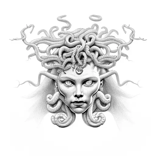 Medusa Head Haging On A Sword