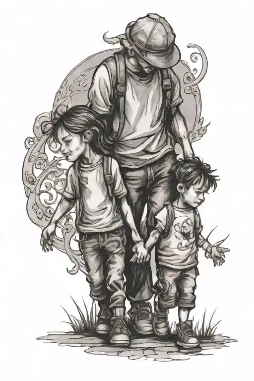 Son And Daughter Holding Hands