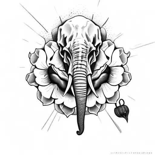 Elephant Skull With Poppies