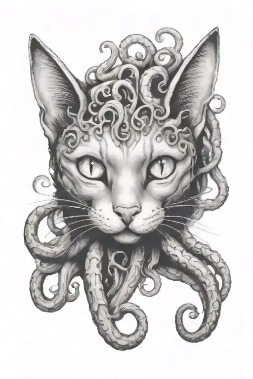 Cat Head With Long Tentacles