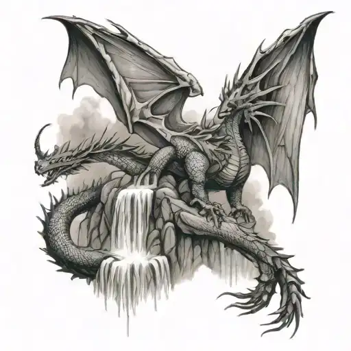 Dragon And Waterfall