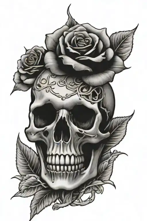 Skeleton Hand With Rose Above