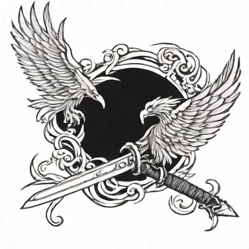 Phoenix Tattoo With Katana Sleeve