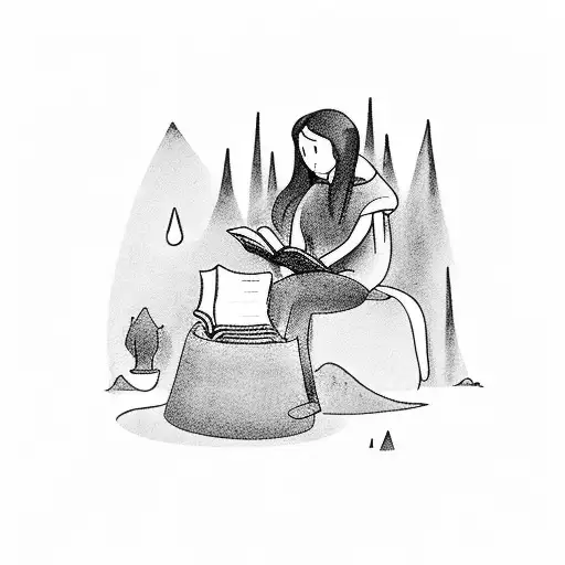 A Hauntingly Beautiful Scene Of A Figure Reading A Book By A Campfire In The Rain