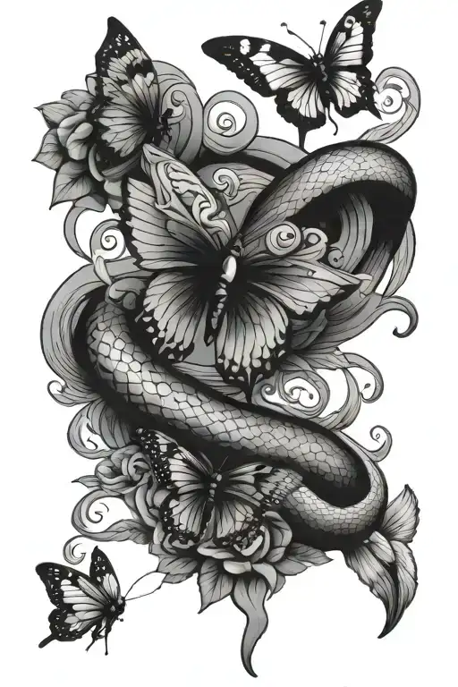 Butter Fly And Snake