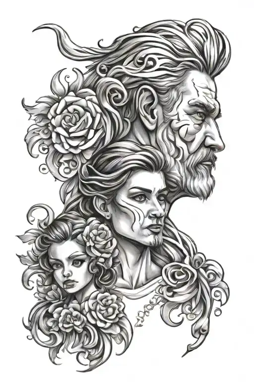 Father And Daughter Tattoo Design