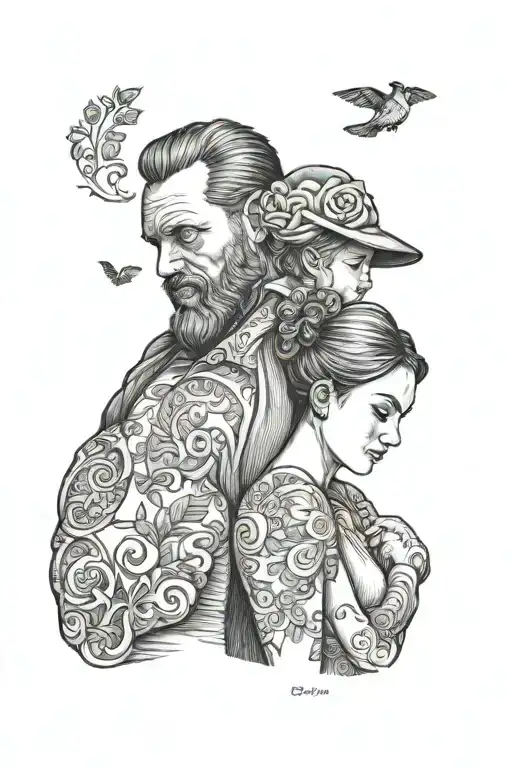 Father And Daughter Tattoo Tiny