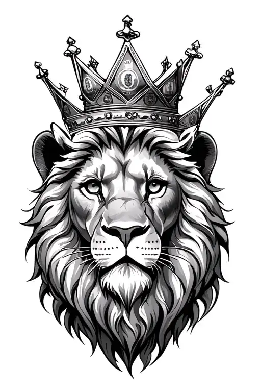 Lion Wearing A Crown Made Of Money