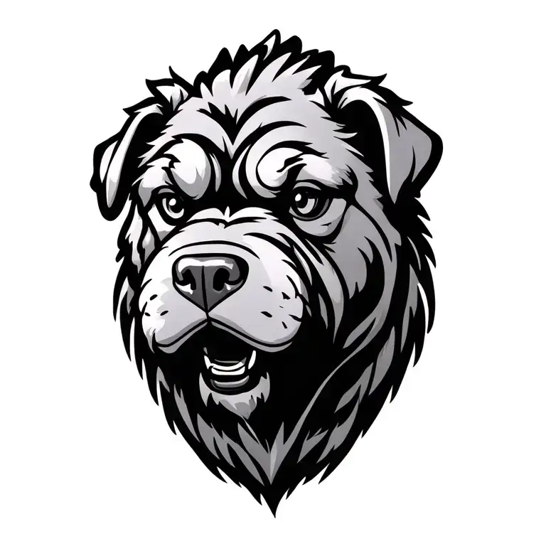 Simple Foo Dog Outline That Resembles A Boxer A Little Bit