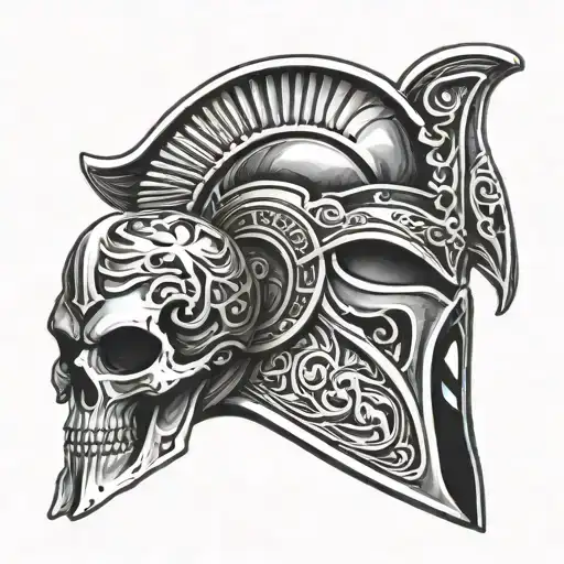 Spartan Helmet And Skull 3D