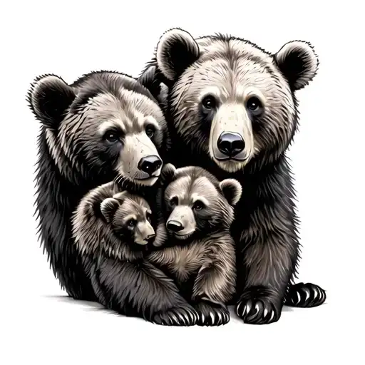 Bear With Cubs