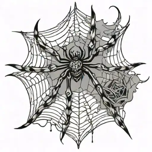 Spider And Webs Hanging