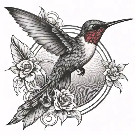 Fingerprint Tattoo With Hummingbird