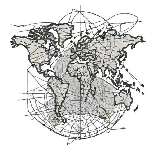 World Map With Broken Lines